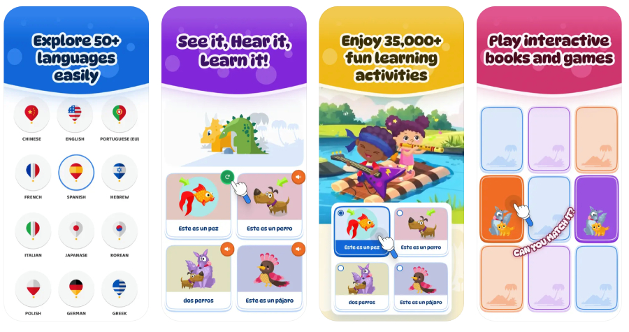 Đa dạng các hoạt động học ngôn ngữ được tích hợp trên Dino Lingo