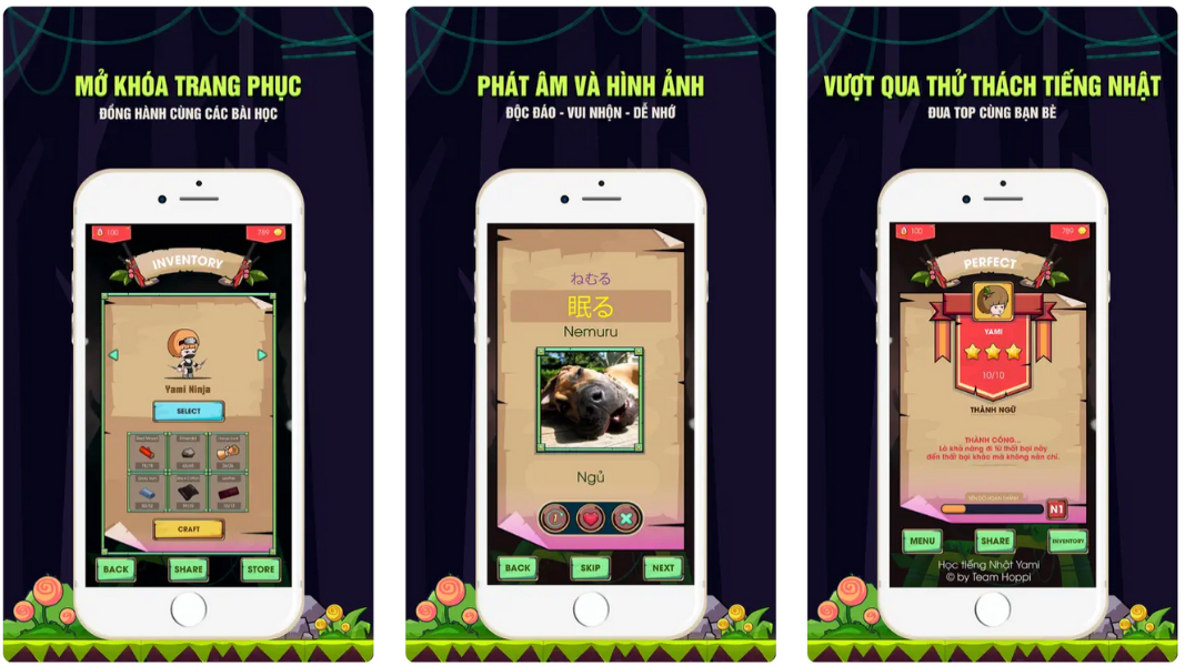 Chơi game tiếng Nhật để mở khóa trang phục và lên level

