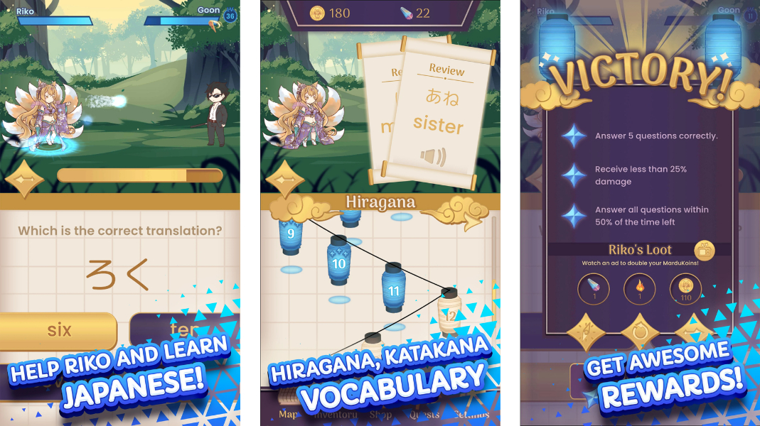 Đây cũng là một tựa game học bảng chữ cái tiếng Nhật thú vị cho các bạn học viên N5, N4

