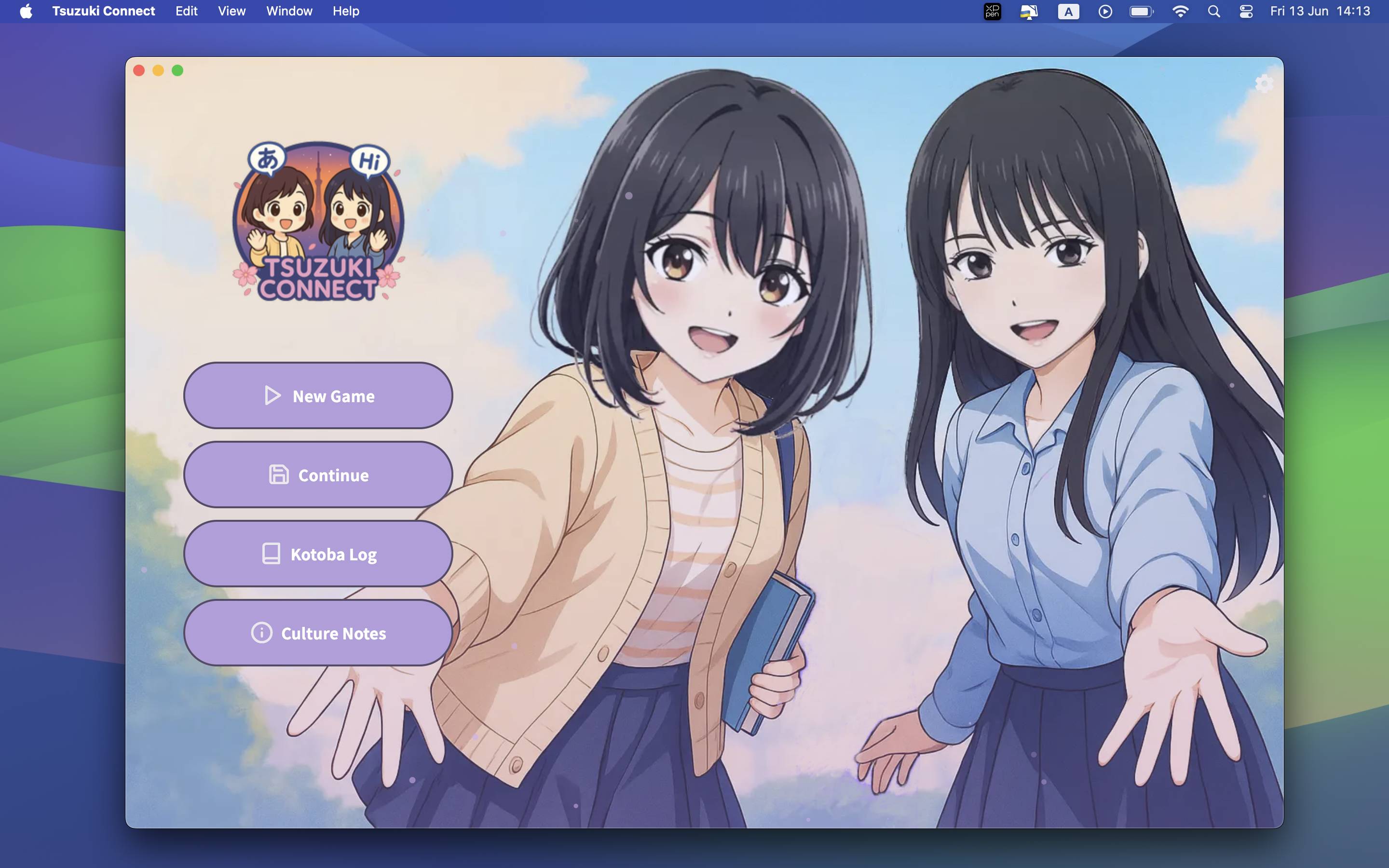 Giao diện game học tiếng Nhật online đậm chất anime, bắt mắt.

