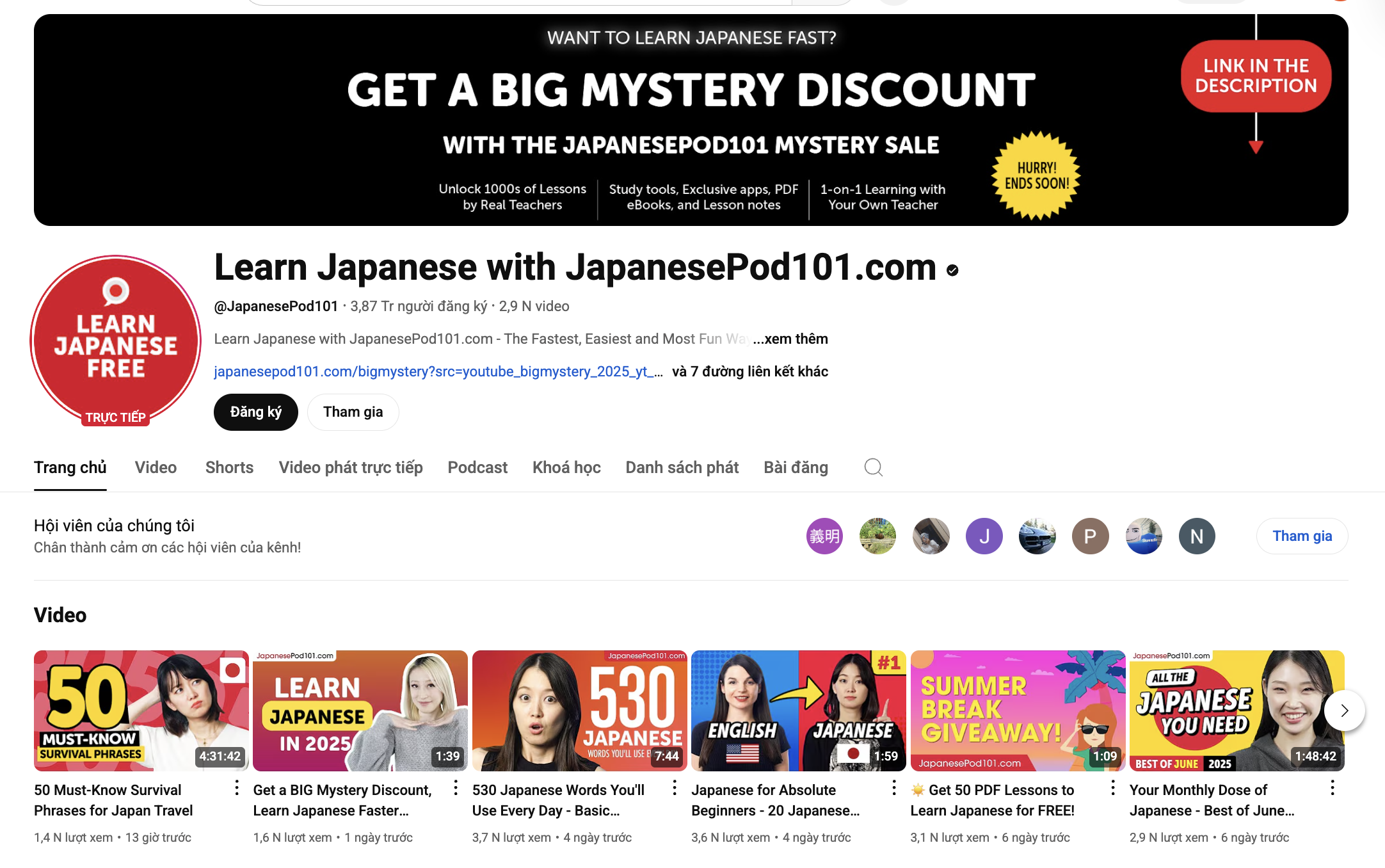 Kênh Youtube JapanesePod101 phù hợp cho những bạn mới bắt đầu học tiếng Nhật