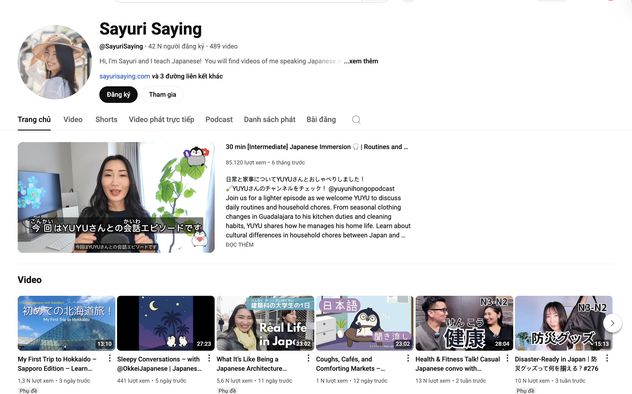 Học tiếng Nhật với Sayuri qua các video về cuộc sống ở Nhật Bản
