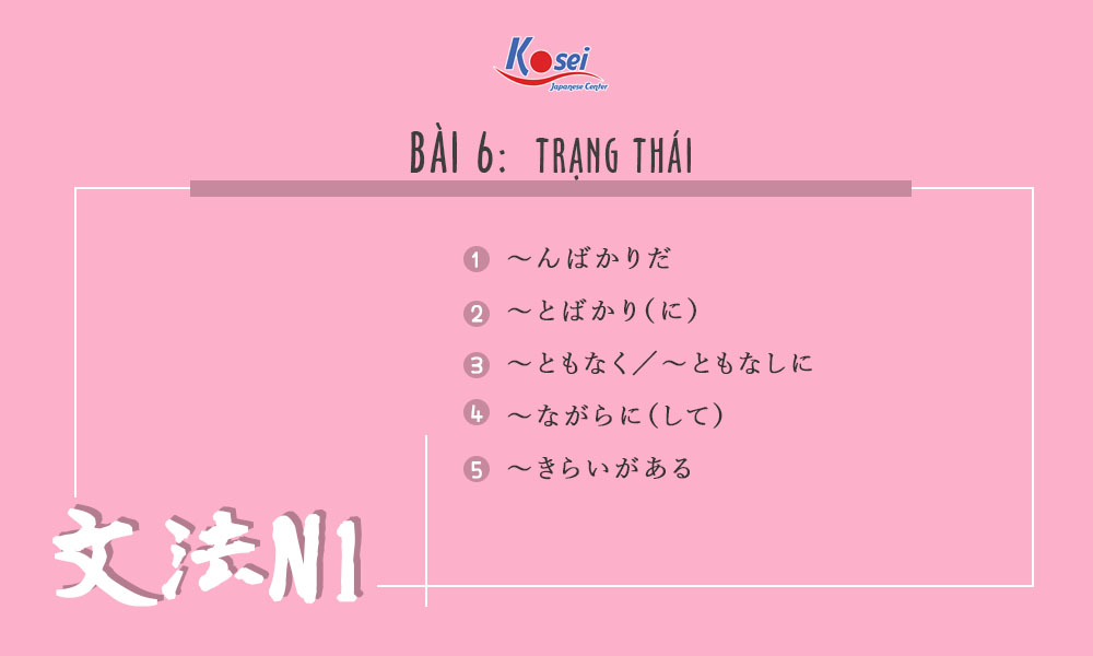 Học ngữ pháp tiếng Nhật N1 | Bài 6: Trạng thái