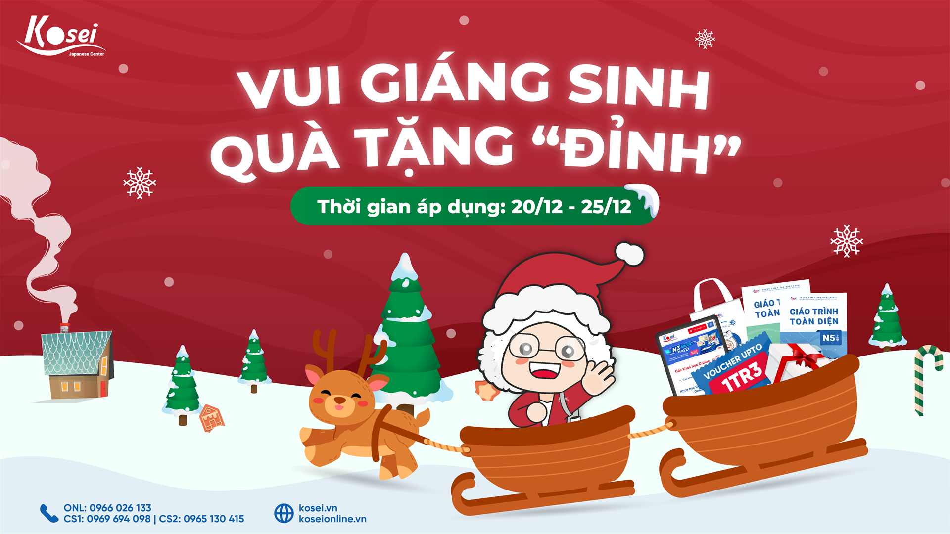 giáng sinh, học tiếng nhật, khoá học tiếng nhật, merry christmas, noel, quà tặng, kosei nihongo, trung tâm tiếng nhật, kosei