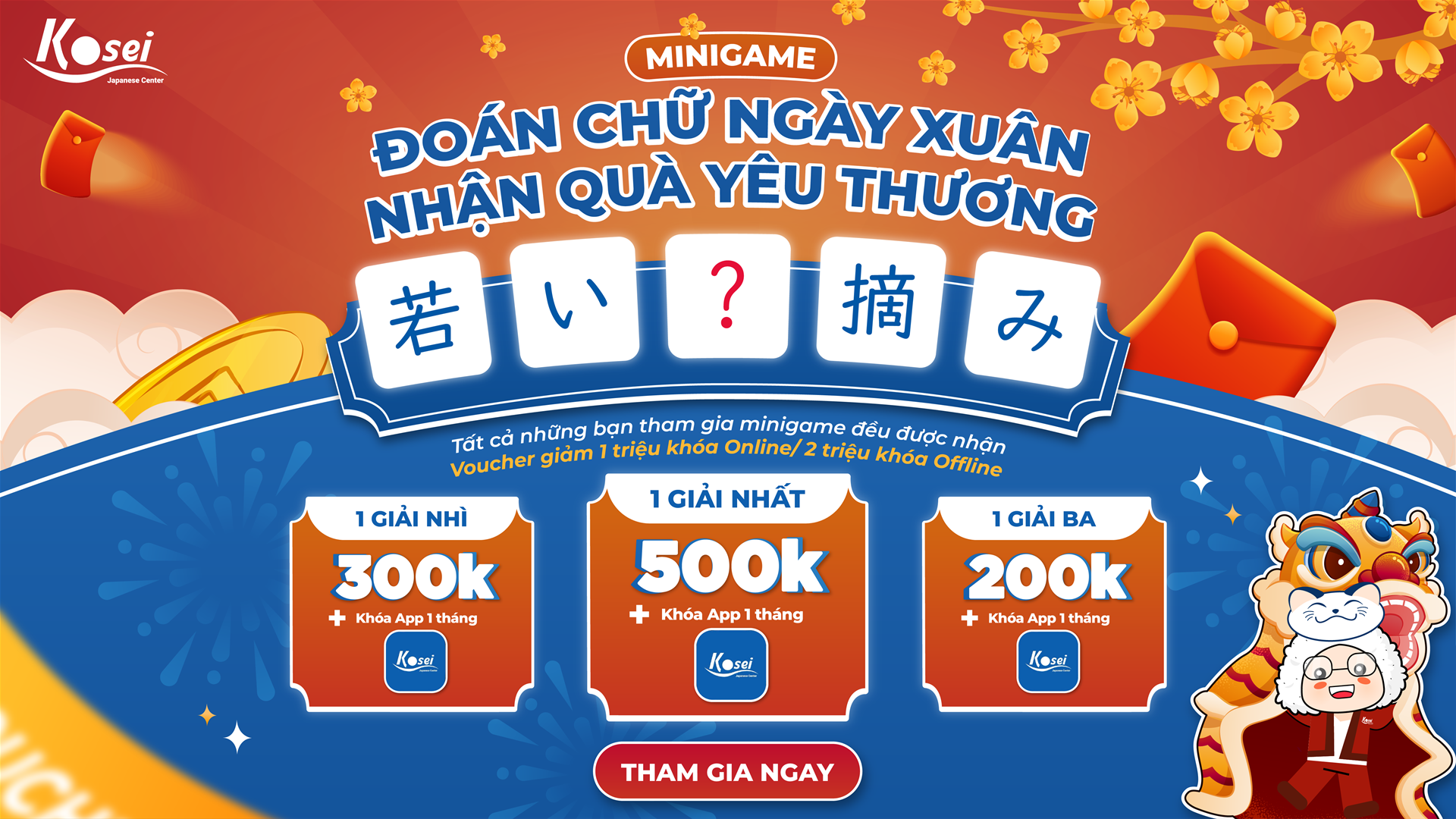 minigame, chào xuân, kosei, kosei nihongo, trung tâm tiếng nhật kosei, đoán chữ ngày xuân, minigame đoán chữ, tiếng nhật, học tiếng nhật