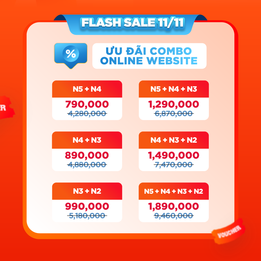 flash sale 11/11, sale 11/11, khoá học tiếng nhật, khoá học online website, khoá học online zoom, tiếng nhật online, học tiếng nhật online