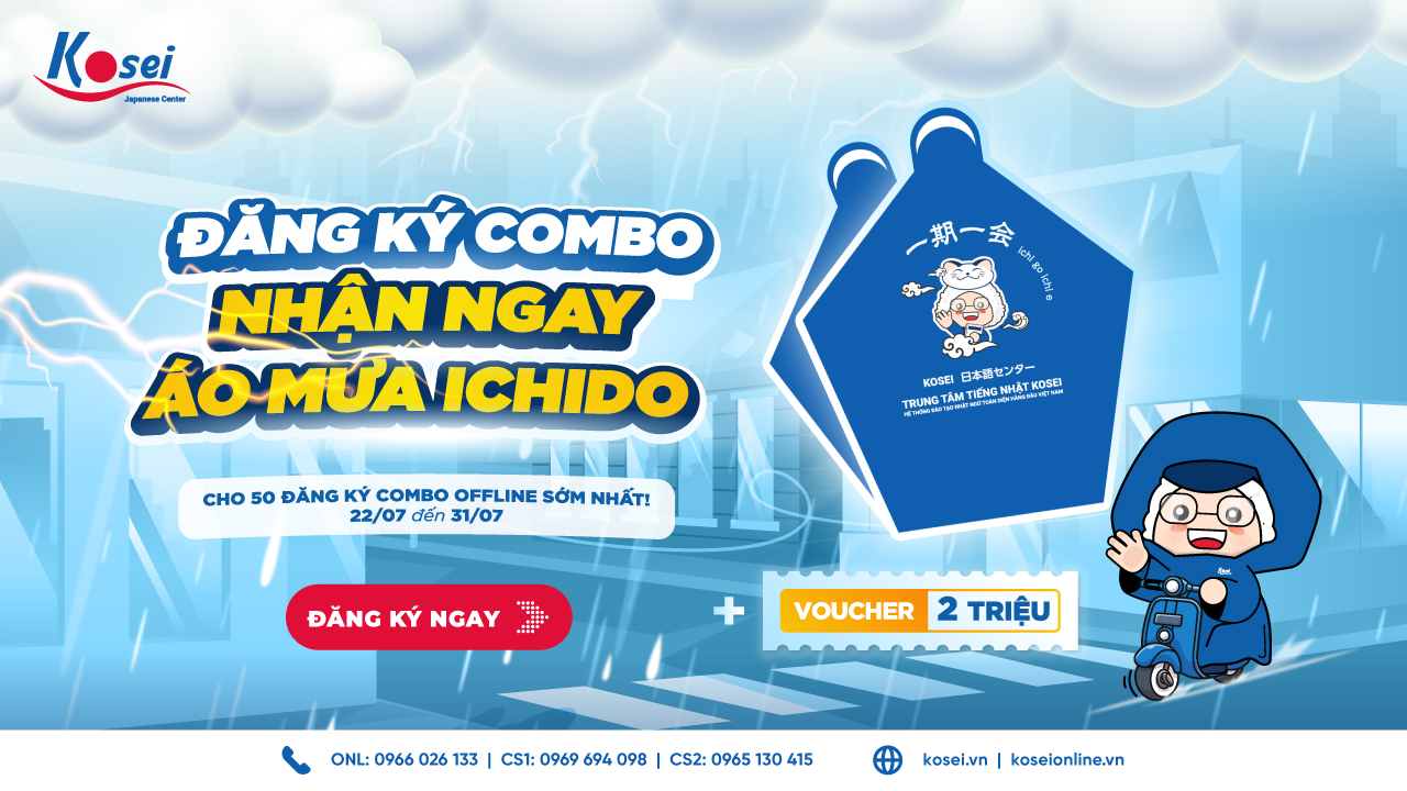 Đăng Ký Combo Nhận Ngay Áo Mưa Ichido Duy Nhất Tại Kosei!!!