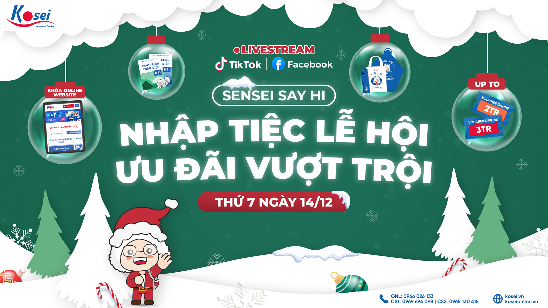 livestream, deal, lễ hội, ưu đãi vượt trội, học tiếng nhật, kosei, khoá học tiếng nhật, tiếng nhật