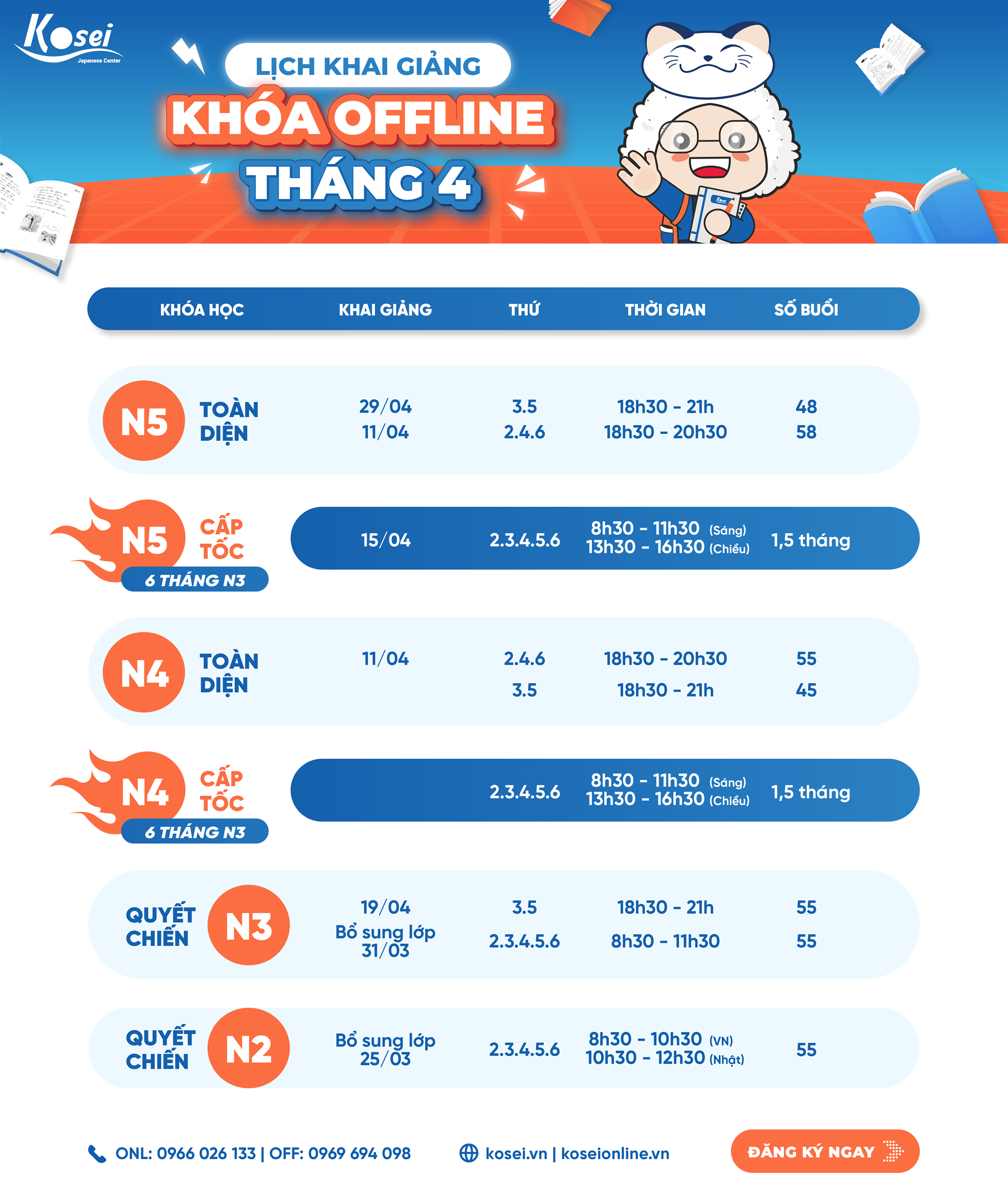 lịch khai giảng khóa học tiếng nhật, học tiếng nhật, khoá học tiếng nhật, offline. online