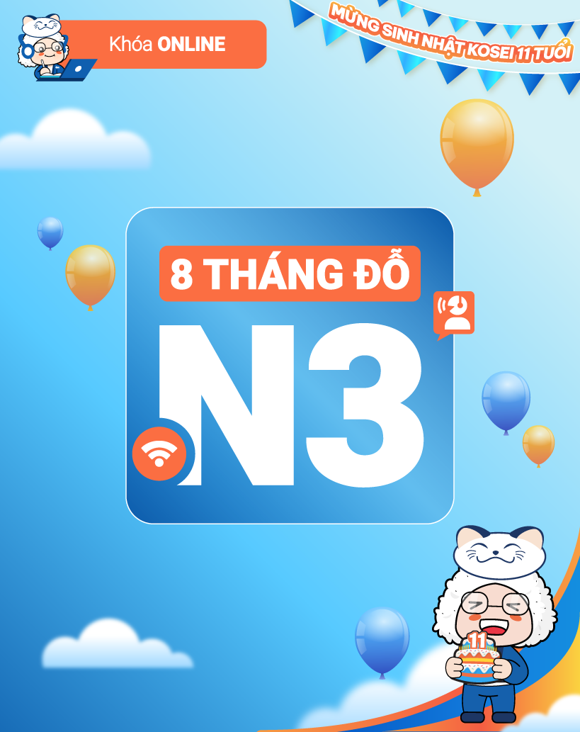 Khoá học tiếng Nhật N3 trong 8 tháng
