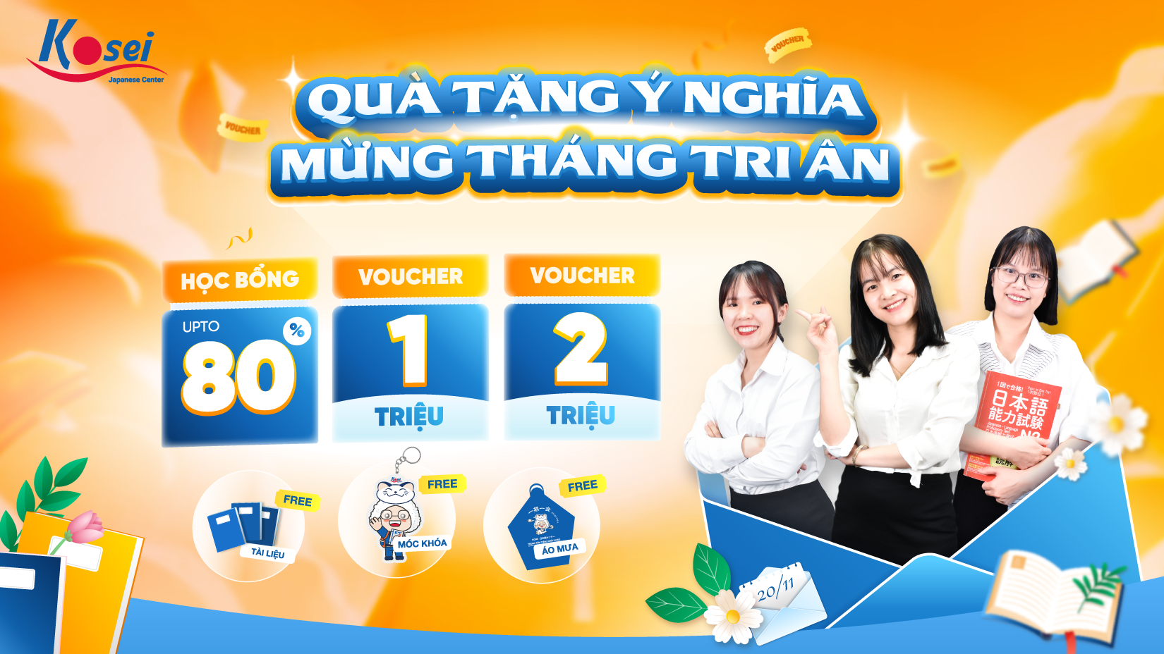 Kosei tặng bạn Quà tặng ý nghĩa - Mừng tháng tri ân 20/11