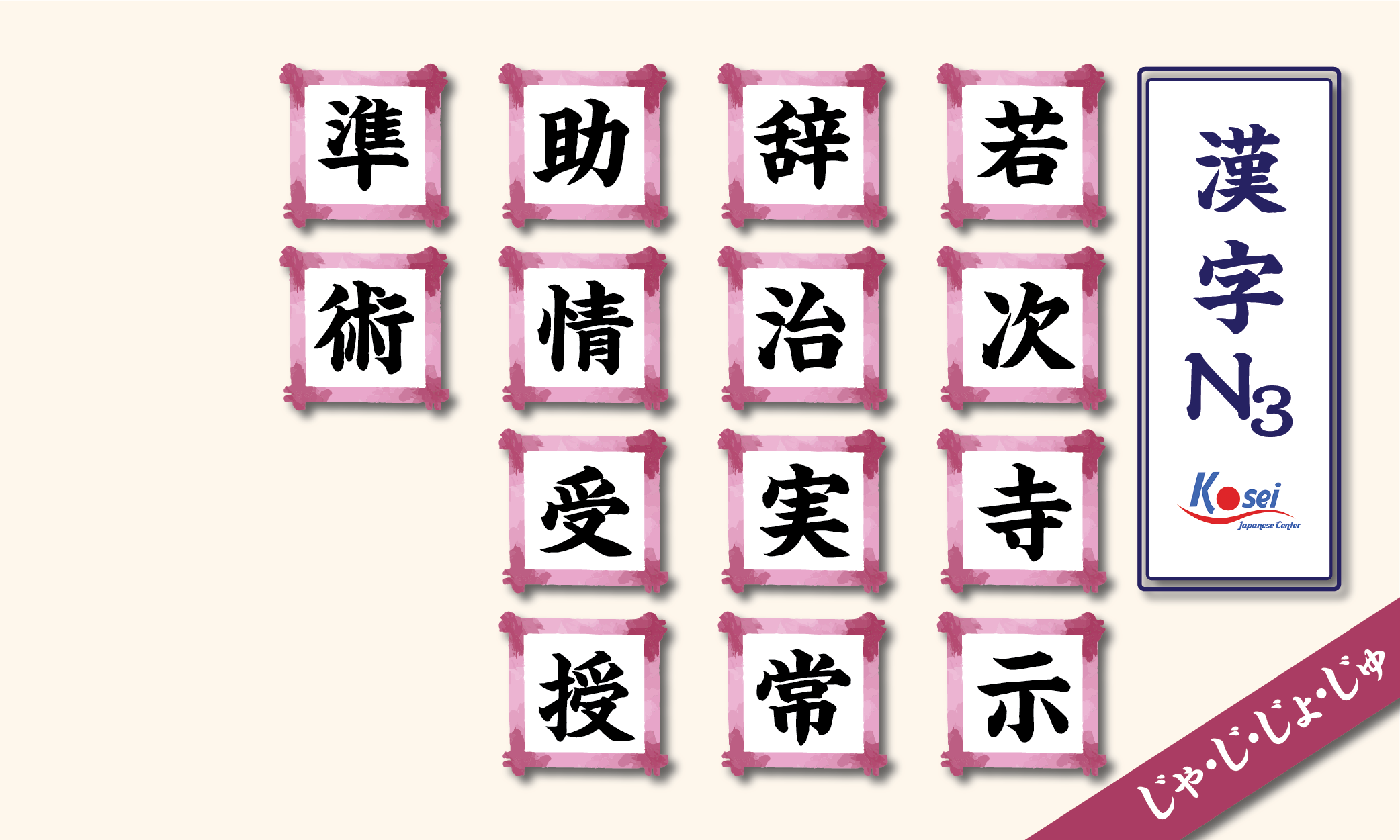 Tổng hợp Kanji N3 theo âm on: hàng J