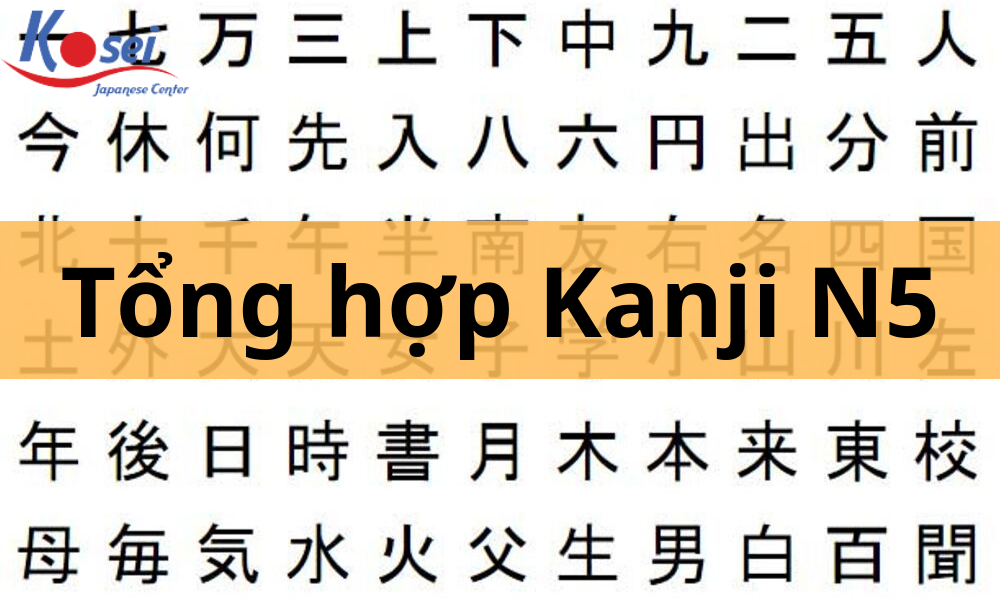 tổng hợp kanji n5, tổng hợp từ vựng kanji N5, kanji n5